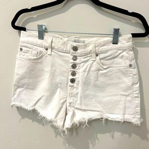 7 For All Mankind High Waist Cut Off Short Button Up White sz 28